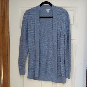 L.L. Bean Women's Blue Knit Sweater Open Front Cardigan